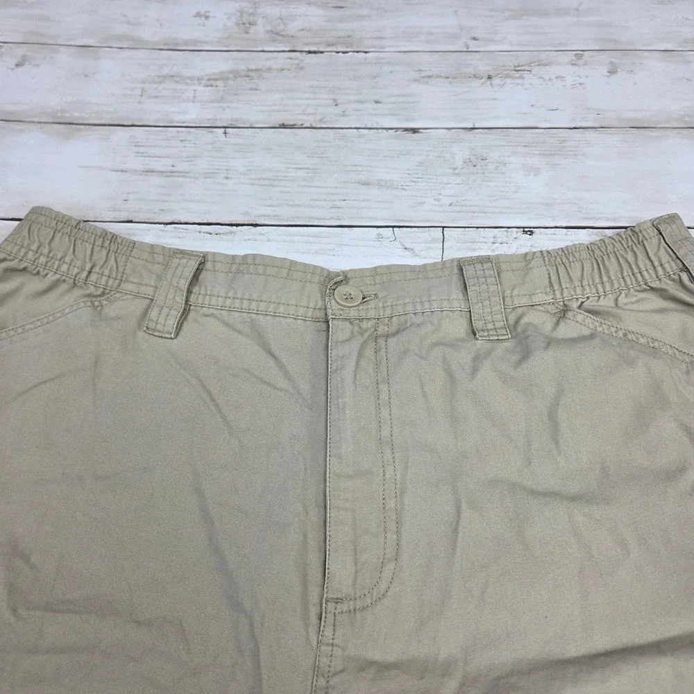 Alpine Design 945S9M11 Cargo Shorts Men XL Tan Cotton Elastic Waist Utility